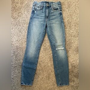 MOTHER Distressed Blue Skinny Jeans